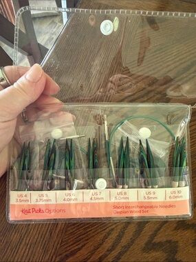 Knit Picks Options Caspian Wood Short Interchangeable Needles - Green Wood